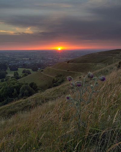 Hambledon Hill Sunset Aesthetic Hill View, Hills Astethic, Hill View Aesthetic, Sunset From Mountain, Sunset Hill Aesthetic, Alesia Core, Sunset In Mountains, Hill Background, Pretty Mountains