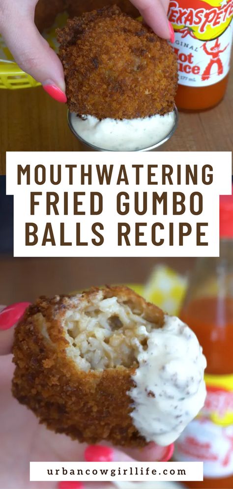 Discover the ultimate comfort food with our Fried Gumbo Balls Recipe! Crispy, savory, and bursting with Cajun flavors. |deep fried gumbo balls recipe, gumbo recipe ingredients, fried balls recipe, fried gumbo balls, easy gumbo balls recipe, best appetizer recipes, appetizer recipes for party, best fried appetizers | Gumbo Fried Rice, Crispy Fried Shrimp Balls, Gumbo Appetizer, Gator Balls Recipe, Voodoo Balls Recipe, Gumbo Balls, Deep South Recipes, Fried Boudin Balls Recipe, Frog Balls Recipe