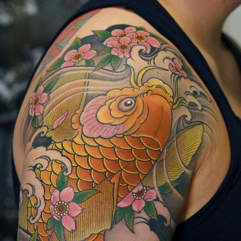 Luke Somerville on Instagram: "Sleeve completed, thanks Steven!" Japanese Tattoo Koi, Irezumi Sleeve, Japanese Fish Tattoo, Japanese Koi Fish Tattoo, J Tattoo, Tattoos To Cover Scars, Tattoo Background, Ear Art, Koi Tattoo