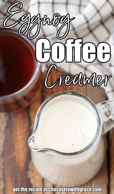 Eggnog Coffee Creamer Eggnog Creamer Recipe, Egg Nog Coffee Creamer, Eggnog Creamer, Eggnog Coffee Creamer, Clean Coffee Creamer, Lazy Food, Sugar Free Coffee Creamer, Peppermint Mocha Creamer, Eggnog Coffee