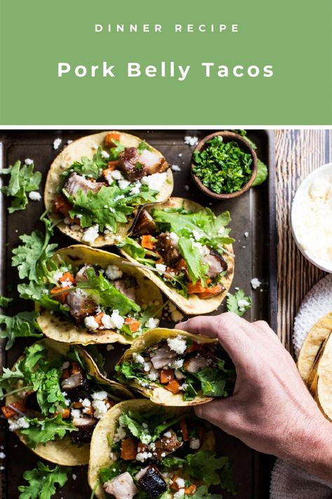 Get ready for taco Tuesday with these pork belly tacos. They are a great addition to your weekly meal plan and a great all-around dinner recipe. Pork Belly Tacos With Slaw, Pork Belly Tacos Recipe, Slow Cooker Pork Belly, Pork Belly Tacos, Sweet Potato Tacos, Potato Tacos, Braised Pork Belly, Pork Belly Recipes, Thanksgiving 2024