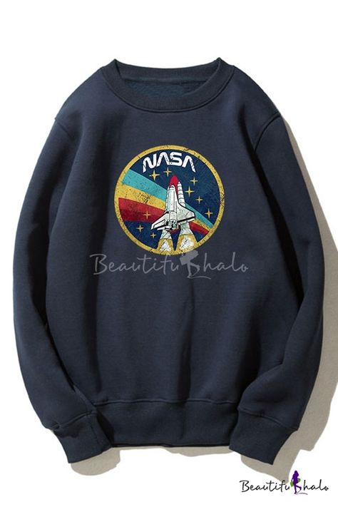 I like this. Do you think I should buy it? Nasa Outfit Aesthetic, Nasa Sweater, Nasa Sweatshirt, Nasa Vintage, Alien Sweatshirt, Nasa Clothes, Round Neck Sweatshirts, Themed Outfits, 로고 디자인