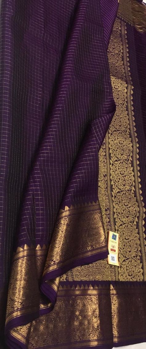 Purple Kanchipuram Saree, Saree With Contrast Blouse, Saree Color Combinations, Kanchi Saree, Dark Amethyst, Magenta Color, Indian Fashion Saree, Antique Bridal Jewelry, Wedding Silk Saree