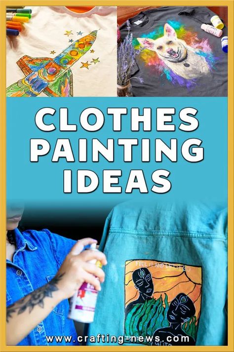 12 Clothes Painting Ideas Painting On Tshirts, Clothes Painting Ideas, Best Fabric Paint, Airbrush Clothes, Glitter Fabric Paint, Paint Clothes, Cool Face Paint, Clothes Painting, Fabric Paint Shirt