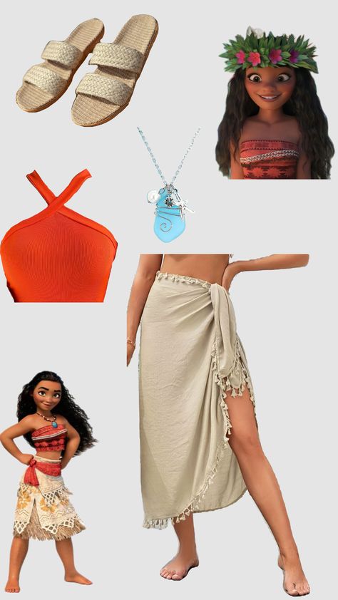 #moana #disneybound #disney #princess #disneyprincess #costume Moana Disney Costume, Moana Disneybound, Hawaii Costume, Moana Halloween Costume, Disney Bound Outfits Casual, Cute Group Halloween Costumes, Disney Princess Costumes, Disney Princess Outfits, Halloween Princess