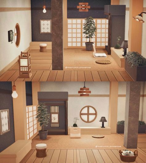 Acnh House Ideas Villager, Acnh Hhp Home Ideas, Acnh Japanese Home Interior, Japanese Interior Animal Crossing, Acnh Villager Interior Ideas, Happy Home Designer Acnh, Villager Homes Animal Crossing Interior, Acnh Interior Designs Villager, Japanese House Animal Crossing