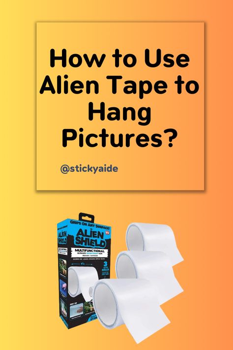 If you don’t want to spend a lot of time screwing in the wall to hang pictures, there is an easier solution for you. Alien tape is the answer to your problem. 

Well, Alien tape is an extremely strong tape that offers an instant effect on the application. If you want a quicker repair or mounting, Alien tape is the one. It is washable and reusable as well. The using method is also easy. Alien Tape Uses, Crafts With Glue, Hang Pictures, Hanging Pictures, Hacks Diy, Double Sided Tape, Being Used, You Must, How To Use