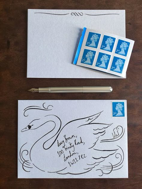 Envelope Art, Arte Sketchbook, A Pen, Mail Art, Wedding Stationary, Paper Goods, Note Cards, Sake, Hand Lettering