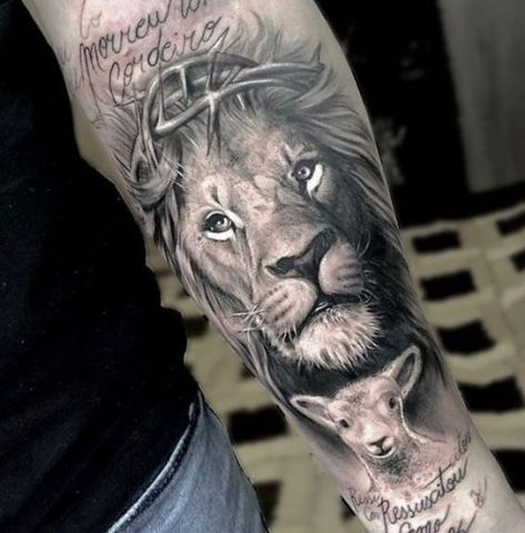 19 Express Strength with a Lion Tattoo on Forearm: Design Inspiration - Welcome to Fashion Maverick! Discover top trends in tattoos, beards, clothing, and hairstyles. Get inspired and stay stylish! Lion Tattoo On Forearm, Lion Cub Tattoo, Armor Of God Tattoo, Lamb Tattoo, Front Shoulder Tattoos, Scene Tattoo, Lioness Tattoo, Tattoo On Forearm, Armor Tattoo