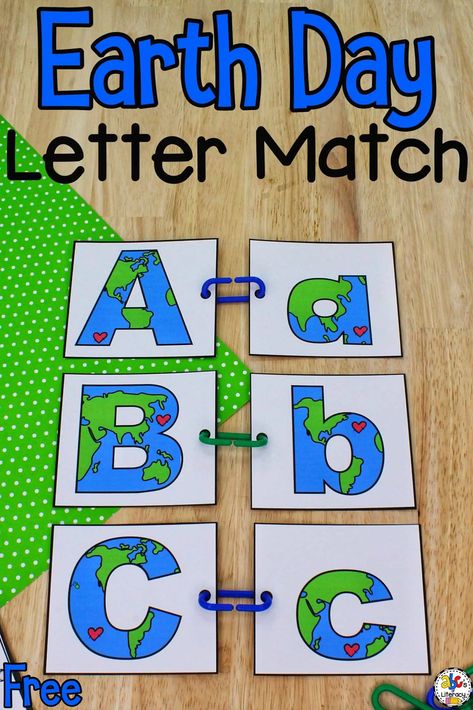 This Earth Day Letter Match Activity is a fun, hands-on way for preschoolers to practice matching letters and develop fine motor skills! Earth Day Literacy Preschool, Planet Earth Activities For Preschool, Earth Day Fine Motor Activities, Earth Preschool Activities, Earth Activities For Preschool, Earth Week Preschool, Earth Day Activities For Preschoolers, Earth Day Preschool, Earth Day Preschool Activities