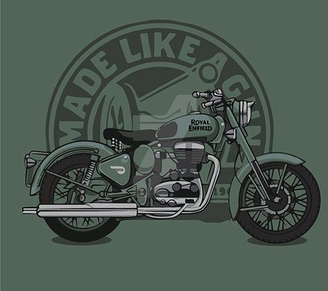 Royal Enfield Illustration Art, Motor Bike Illustration, Classic 350 Royal Enfield, Dream Motorcycle, Motorbike Illustration, Travel Tattoo Ideas, Bob Marley Painting, Royal Enfield Wallpapers, Moto Wallpapers