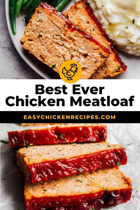 Chicken Loaf Recipe Best Meatloaf, Weight Watchers Ground Chicken Recipes, Ground Chicken Meatloaf, Chicken Meatloaf Recipe, Ground Chicken Recipes Healthy, Chicken Loaf, Best Ever Chicken, Americana Food, Chicken Meatloaf