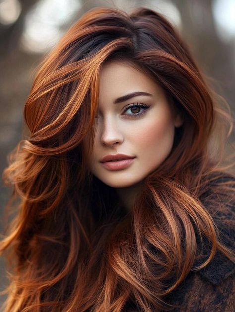 Rich and Vibrant Fall Hair Colors for Brunettes to Try This Season Dark Bronze Hair Color, Copper Hair With Lowlights Dark Auburn, Fair Skin Freckles Hair Color, Hair Color To Make Green Eyes Pop, Hazel Eyes Hair Color Ideas, Green Eye Hair Color Ideas, Best Hair Colour For Green Eyes, Red Brown Hair Color Auburn, Brunette To Red Hair Balayage