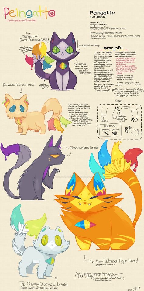 UPDATE!!  A group has now been created for this Species! //w\\All Peingatto owners are welcome to join and share their cats!It'll be fun and a way to make new friends with others so... Demon Species, Open Species, Mythical Animal, Creature Drawings, Mythical Creatures Art, Creature Concept Art, Creature Concept, Drawing Tutorials, Cute Creatures