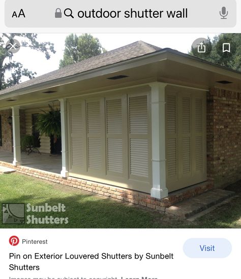 Carport Privacy Ideas, Privacy Porch, Carport Privacy, Porch Shutters, Screen Porch Panels, Screen Porch Systems, Porch Privacy, Outdoor Shutters, Shutter Wall