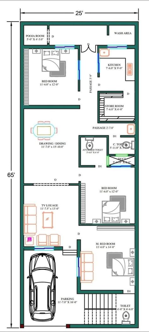 40 Most Beautiful House Plan Ideas - Engineering Discoveries 25×50 House Plan, 30x50 House Plans, Budget House Plans, West Facing House, House Projects Architecture, 20x40 House Plans, A House Plan, 2bhk House Plan, Modern House Floor Plans