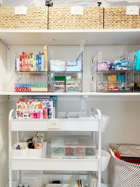 Maximizing A Playroom for Maximum Fun! | Container Stories The Home Edit Playroom, Playroom Refresh, Playroom Makeover, White Bin, Craft Organisation, Pantry Bin, Craft Cart, Big Girl Bedrooms, Home Edit