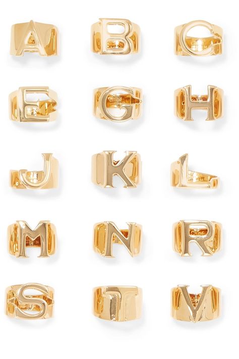 Alphabet Ring, Initial Rings, Chloe Ring, Letter Ring, Chunky Rings, Initial Ring, Delicate Jewelry, Gold Plated Rings, Net A Porter