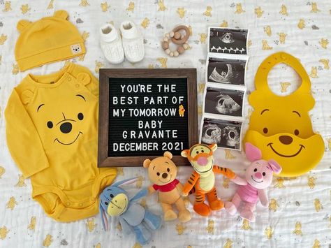 Winnie The Pooh Pregnancy Announcement, Disney Pregnancy Announcement, Fun Baby Announcement, Winnie The Pooh Themes, Cute Pregnancy Announcement, Winnie The Pooh Baby Shower, Baby Announcement Pictures, Disney Baby Shower