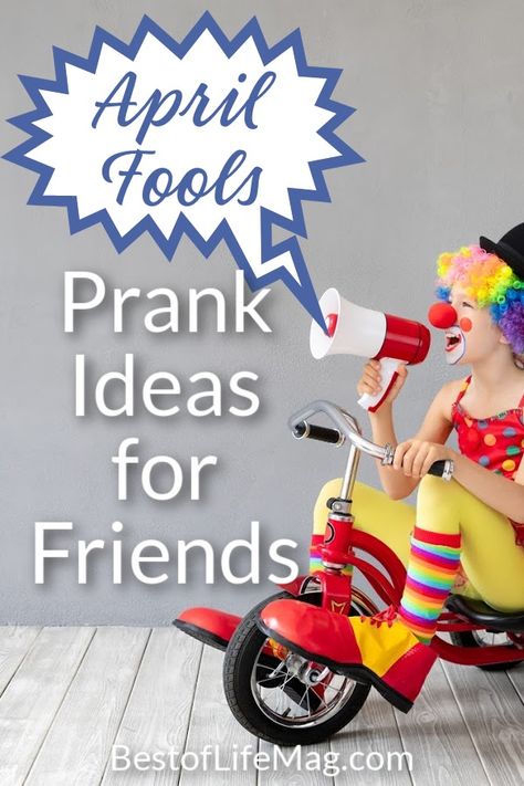 Have fun with these April Fools prank ideas when you play them on friends! They will appreciate the good laughs on this holiday! April Fools Pranks for Kids | Pranks for Adults | April Fools Day Ideas | April Fools Food | Pranks for Work | Jokes for Friends #aprilfoolsday #pranks via @amybarseghian April Fools Pranks On Friends, April Fool Ideas For Friends, Pranks Ideas For Friends, April Fools Pranks For Work, April Fools Food Pranks, Funny Birthday Pranks, April Fools Ideas, Prank Ideas For Friends, April Fools Pranks For Kids