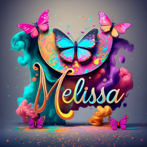 Ideogram Melissa Name, Snoopy Funny, Painting 3d, Fashion Painting, Hello My Name Is, 3d Render, Colorful Butterflies, Pink And Purple, My Name Is