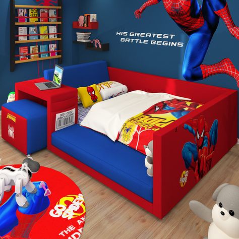 Spiderman Room Ideas, Toddler Room Organization, Spiderman Bedroom, Spiderman Room, Kids Bed Design, Toddler Boy Room Decor, Boys Bedroom Furniture, Kids Shared Bedroom, Boys Room Design