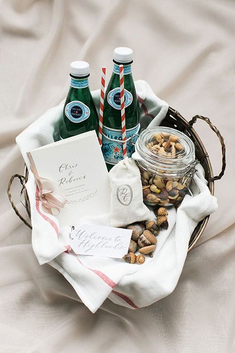 Guest Basket Ideas, Wedding Ideas For Guests, Guest Welcome Baskets, Guest Basket, Welcome Basket, Summer Favors, Welcome Baskets, Wedding Welcome Gifts, Destination Wedding Ideas