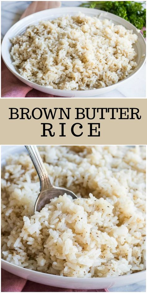 Brown Butter Rice recipe from RecipeGirl.com Brown Butter Rice, Butter Brown Rice, How To Cook Brown Rice On The Stove, Simple Brown Rice Recipes, Tasty Brown Rice Recipes, Cooking Brown Rice On Stove, Buttered Rice Recipe, Quinoa In Rice Cooker, Cooking Trout