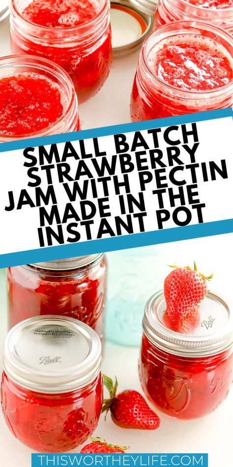 Strawberry Jam With Pectin, Small Batch Strawberry Jam, Jam With Pectin, Strawberry Jelly Recipes, Small Batch Jam, Pectin Recipes, Strawberry Freezer Jam, Canned Strawberries, Strawberry Jam Recipe