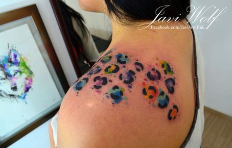 Rainbow Leopard print tattoo Watercolor Leopard Print Tattoo, Scarlet Tattoo, Leopard Print Tattoo, Animal Print Tattoo, Cheetah Print Tattoos, Watercolor Leopard Print, Leopard Print Tattoos, Pattern Tattoos, Camper Remodeling