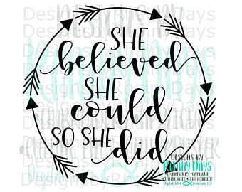 She believed she could so she did svg | Etsy Embroidery Designs Free, Baby Applique, Arrow Svg, Embroidery Monogram, She Believed She Could, Embroidery Patterns Free, Cameo Projects, Silhouette Cameo Projects, Free Embroidery Designs