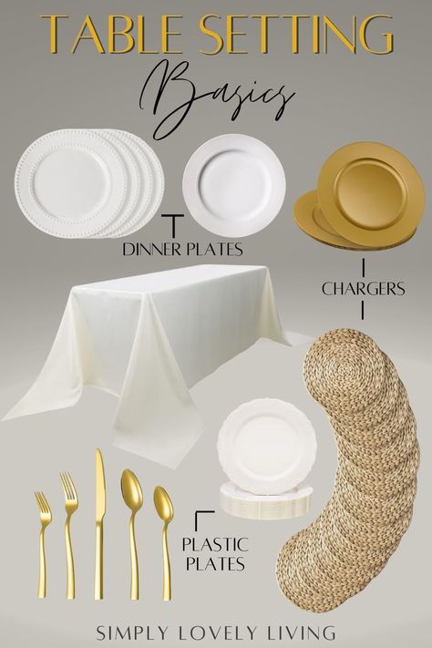 Amazon Finds | Dinner Table Setting Must Haves | Table Cloth | Dinner Napkins | Table Runner | Chargers | Gold Silverware | White Dinner Plates | Tablescape Must Haves | Table Setting Basics from Amazon Built In Bar Cabinet, Small Space Boho, Boho Modern Farmhouse, Gold Silverware, Sofas For Small Spaces, White Dinner, Dinner Table Setting, Modern Farmhouse Bathroom, White Dinner Plates