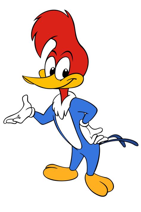 Woody Woodpecker: This energetic woodpecker with a distinctive laugh is a constant thorn in the side of grumpy characters like Wally the Woodpecker. Woody's trademark is his loud pecking that causes chaos wherever he goes. Woody Woodpecker Cartoon, 80 Cartoon Characters, Woody The Woodpecker, Famous Cartoon Characters, Bowie Heroes, 90s Cartoon Characters, Pocahontas Disney, Old Cartoon Characters