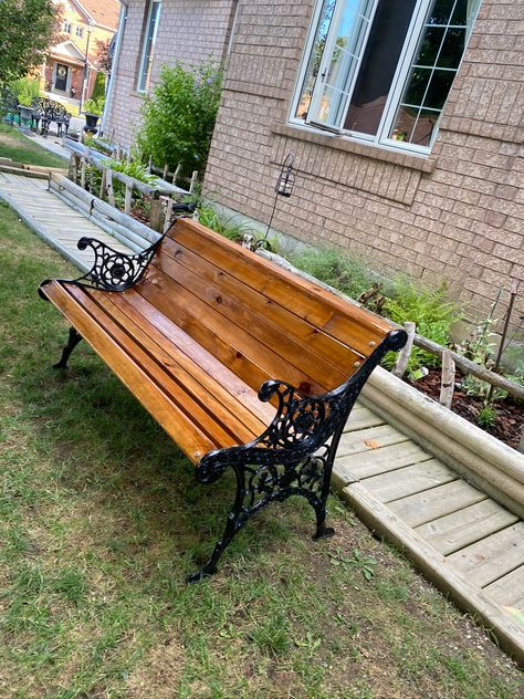 Cedar cast iron bench Cast Iron Bench, Park Benches, Iron Bench, Park Bench, Wrought Iron, Cast Iron, Landscaping, Bench, Outdoor Furniture