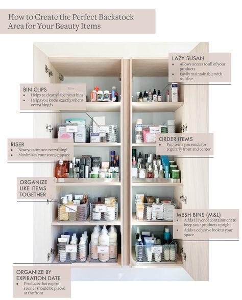 How to Create the Perfect Backstock Area for Your Beauty Items — Life in Jeneral Backstock Storage, Backstock Organization, Ideas For Bathrooms, Beauty Closet, House Organisation, The Home Edit, Beauty Storage, Kate Bosworth, Creative Storage