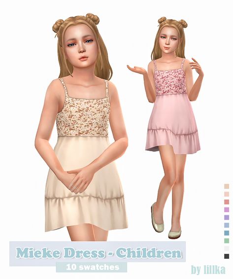 Mieke Dress - Children | Patreon Kids Cc Sims 4 Maxis Match, Ts4 Kids, Sims Aesthetic, Kids Maxi, Cc Shopping, Sims 4 Cheats, Sims 4 Cas Mods, Sims 4 Cc Kids Clothing, Pelo Sims