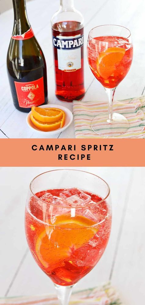 Campari Spritz - A Beautiful Mess Campari Spritz, Fresh Summer Cocktails, Spritz Drink, Campari Cocktails, Spritz Recipe, Peach Bellini, Mixed Drinks Recipes, Most Popular Recipes, Aperol Spritz