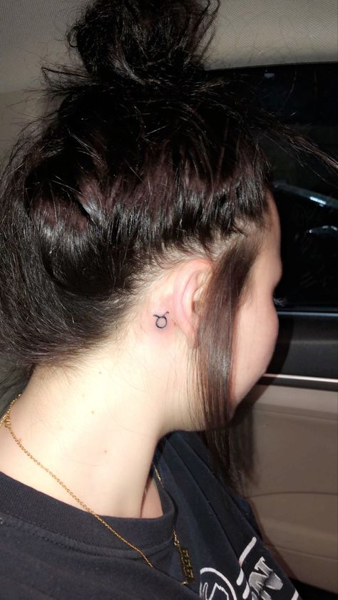 Taurus Behind Ear Tattoo, Taurus Tattoo Behind Ear, Zodiac Tattoos Taurus, Tattoos Taurus, Taurus Symbol Tattoo, Taurus Symbols, Taurus Tattoo, Tattoo Behind Ear, Taurus Tattoos