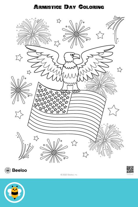 Advanced veterans day-themed coloring page for kids ages 7 and up. Featuring: Eagle, veterans day Memorial Day Worksheets, Fourth Of July Coloring Pages, Fourth Of July Printables, Game Coloring Pages, July Coloring Pages, Memorial Day Activities, Memorial Day Coloring Pages, Procreate Templates, Armistice Day