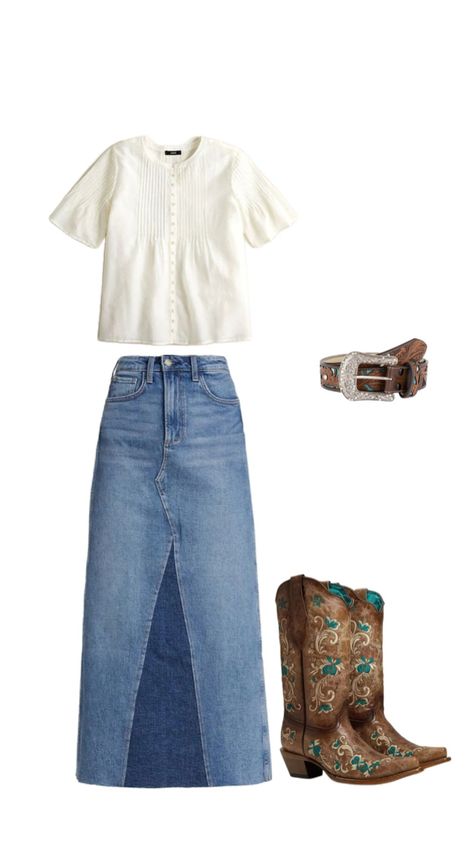 #modestoutfitinspo Looks For Summer, Coastal Cowgirl, Cowgirl Outfits, Summer Winter