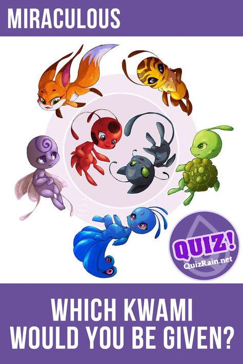 Kwamis are fairy-like creatures that give certain power to people with Miraculouses, transforming them into super beings that appear in the Miraculous: Tales of Ladybug and Cat Noir. Let's see which of them you could have. Welcome to "Miraculous Quiz: Which Kwami Would You Be Given!" Answer all questions and find out Miraculous Quiz Which Kwami Would You Be Given! #Miraculous #MiraculousTalesofLadybugAndCatNoir #tvshow #quiz All Kwamis And Their Powers, Buzzfeed Miraculous, All Miraculous Kwamis, Miraculous Ladybug Quizzes, Which Mlp Character Are You, Miraculous Ladybug Quiz, Miraculous Quizzes, Miraculous Ladybug Superheroes, Dragon Kwami