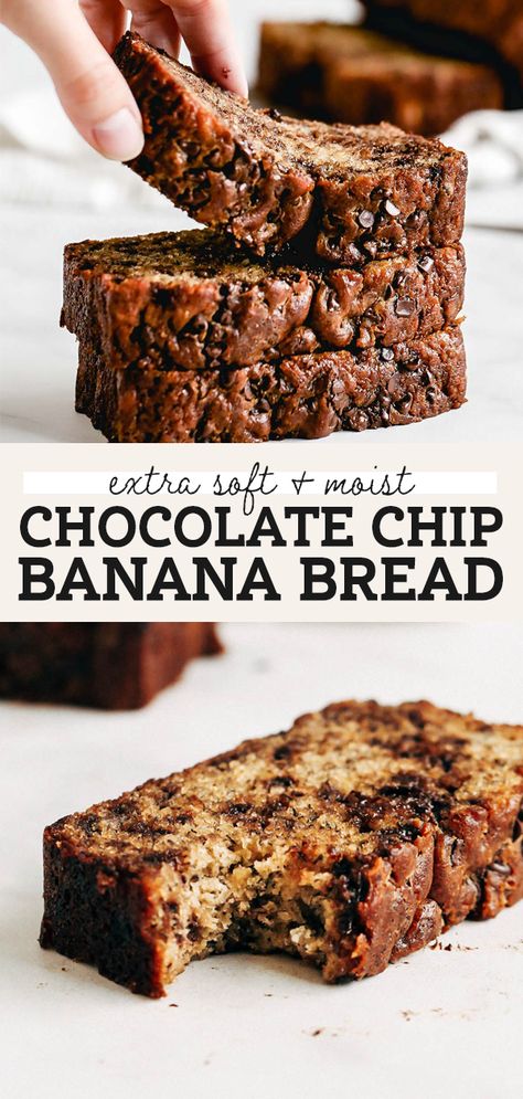 Moist Chocolate Chip Banana Bread, Butternut Bakery, Chocolate Chip Banana Bread Recipe, Chocolate Chip Banana, Chocolate Chip Banana Bread, Banana Bread Recipe, Think Food, Banana Chocolate Chip, Banana Recipes