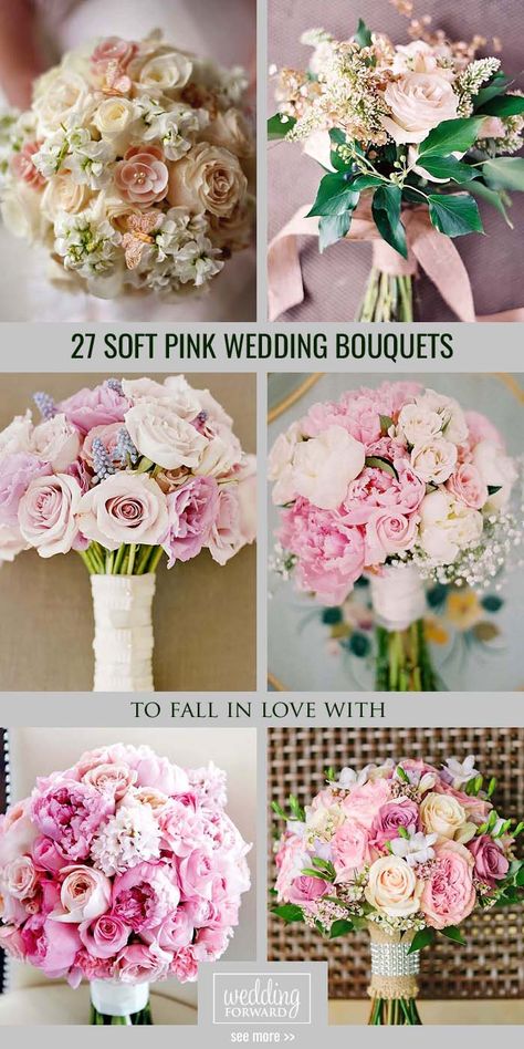 27 Soft Pink Wedding Bouquets To Fall In Love With ❤ Soft pink wedding bouquets could give you so much inspiration! Gentle and feminine colors with perfect accents. So, cute and beautiful. See more: http://www.weddingforward.com/pink-wedding-bouquets/ #wedding #bouquets Shades Of Pink Bridal Bouquet, Light Pink Flower Bouquet, Jojo Wedding, Bride Bouquet Pink, Blush Pink Bouquet, Wedding Bouquets Ideas, Angel Wedding, Feminine Colors, Romantic Wedding Colors