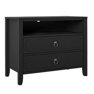 Nightstands & Bedside Tables : Target Nightstand Black, Bedside Organizer, Black Nightstand, Black Night, Metal Slide, Decorative Mouldings, 2 Drawer Nightstand, Book Organization, Master Bedrooms