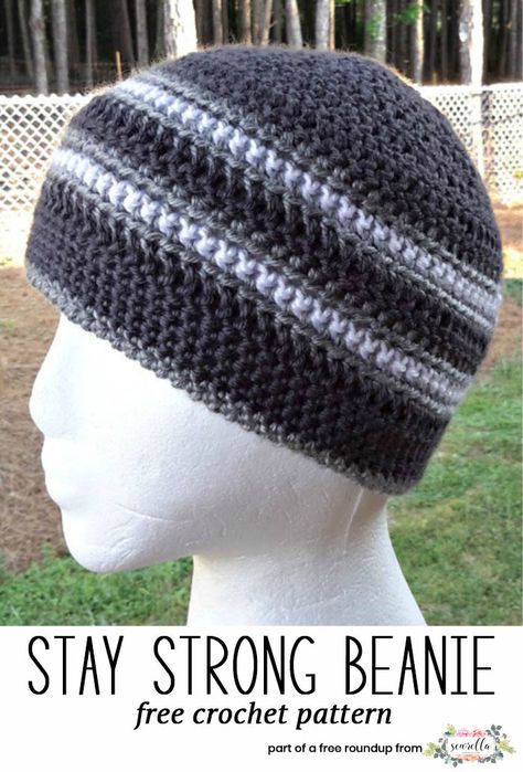 Worsted Weight Crochet Hat Pattern Free, Mens Crochet Beanie Pattern Free, Crotchet Beanie, Crochet Bonnets, Mens Hat Pattern, Man Hats, Mens Crochet Beanie, Crochet Mens Hat, Men's Beanie