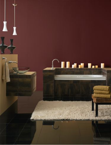 Sherwin-Williams 2013 Color Forecast: Midnight Mystery -- Rustic Red (SW 7593) love this color Sherwin Williams Rustic Red, Rustic Country Bedrooms, Walls Color, Romantic Bathrooms, Palette Wall, Red Paint Colors, Room Wall Colors, Dining Room Remodel, Paint Color Inspiration