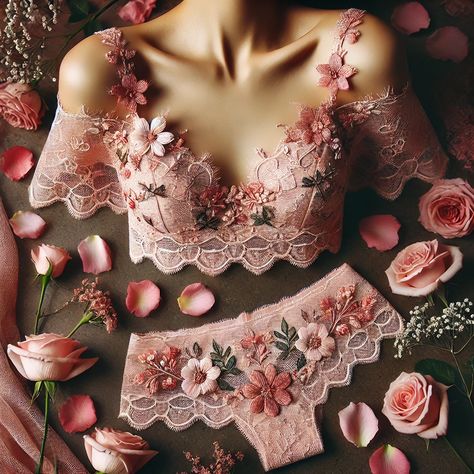 Experience the elegance of this rose-colored lace lingerie set, featuring intricate floral embroidery and a romantic bralette-thong combo. Perfect for adding a touch of romance to your intimate moments. 🌹✨ #RoseLingerie #ElegantLace #RomanticStyle Floral Lingerie, Glowing Skincare, Rose Lace, Romantic Evening, Lace Lingerie Set, Romantic Roses, Lace Lingerie, Trending Fashion, Romantic Style