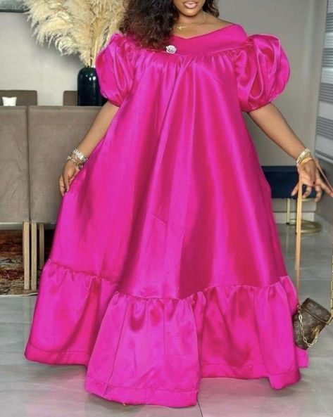 Off Shoulder Bubu Gown, Bubu For Women, African Wedding Guest Dress, Silk Boubou, Boubou Gown, Mikado Silk, New Look Clothes, Bubu Gown Styles, Chic Dress Classy