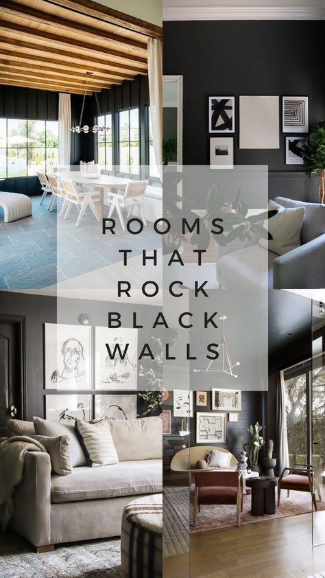 Fabulous Rooms with Black Walls - How to Replicate the Look Rooms With Black Walls, Edgy Rooms, Black Walls Living Room, Wall Behind Tv, Brighten Room, Dark Ceiling, Light Colored Furniture, Sitting Room Design, Black Rooms