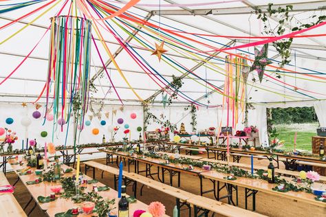 Festival Wedding Marquee, Festival Theme Decorations, Summer Festival Wedding, Summer Festival Ideas, Festival Wedding Ideas Decor, Festival Wedding Decor, Wedding Festival Theme, Festival Hen Do, Hen Festival